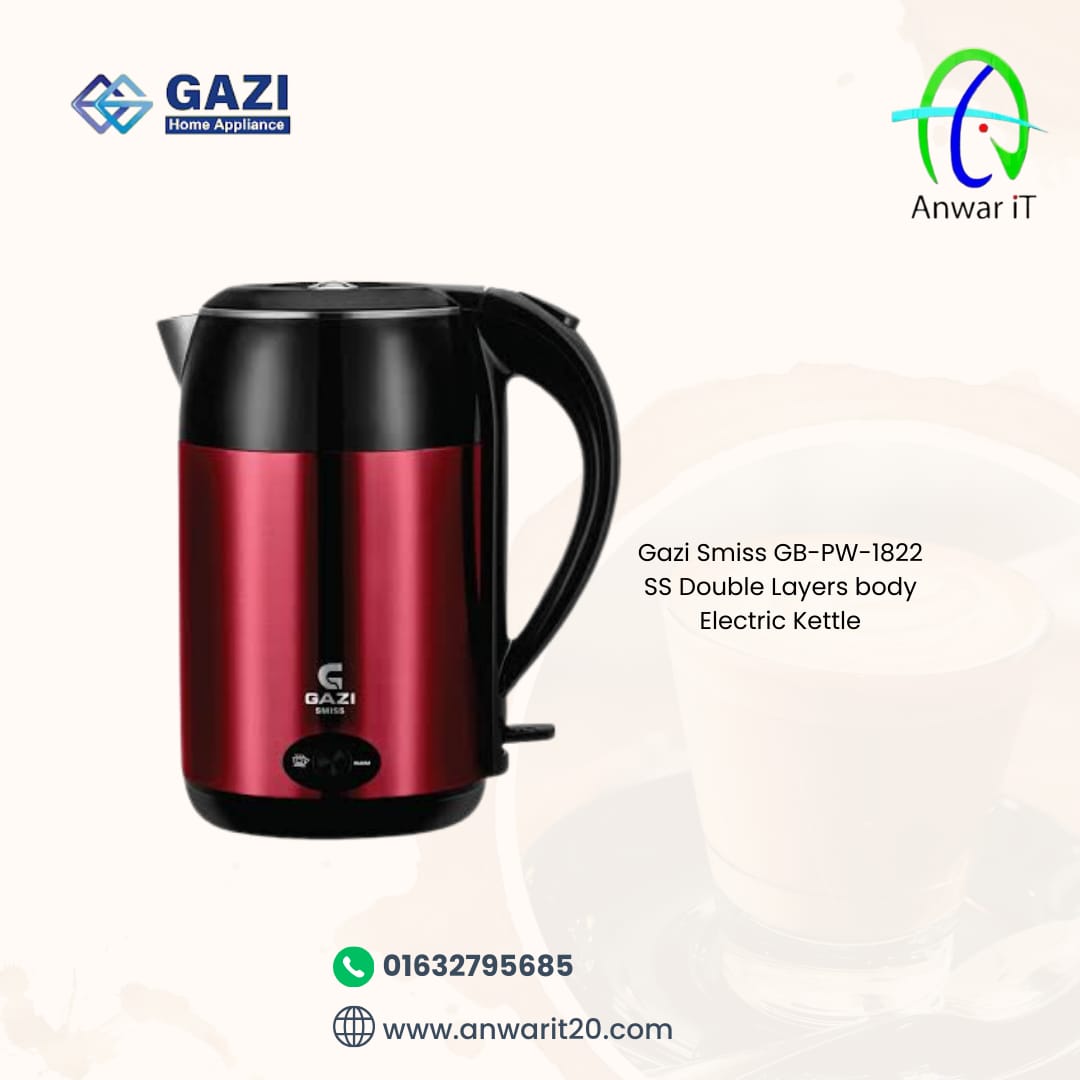 Gazi Smiss GB-PW-1822 SS Double Layers body Electric Kettle