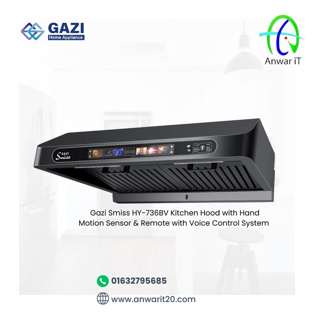 Gazi Smiss HY-736BV Kitchen Hood with Hand Motion Sensor & Remote with Voice Control System 