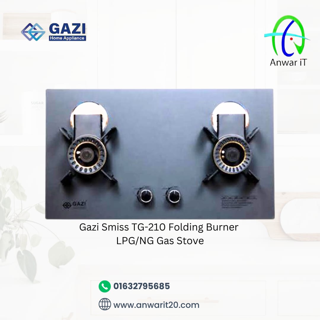 Gazi Smiss TG-210 Folding Double Burner LPG/NG Gas Stove