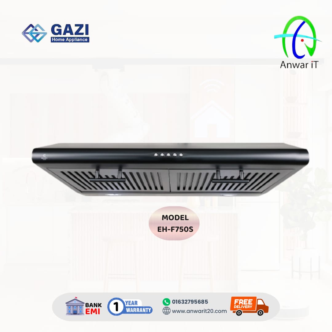 Gazi Smiss EH-F750S Kitchen Hood | Push Switch Control & Powerful Suction