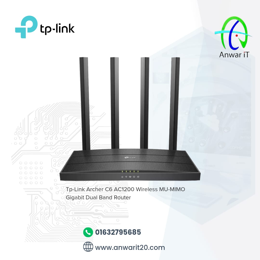Tp-Link Archer C6 AC1200 Wireless MU-MIMO Gigabit Dual Band Router