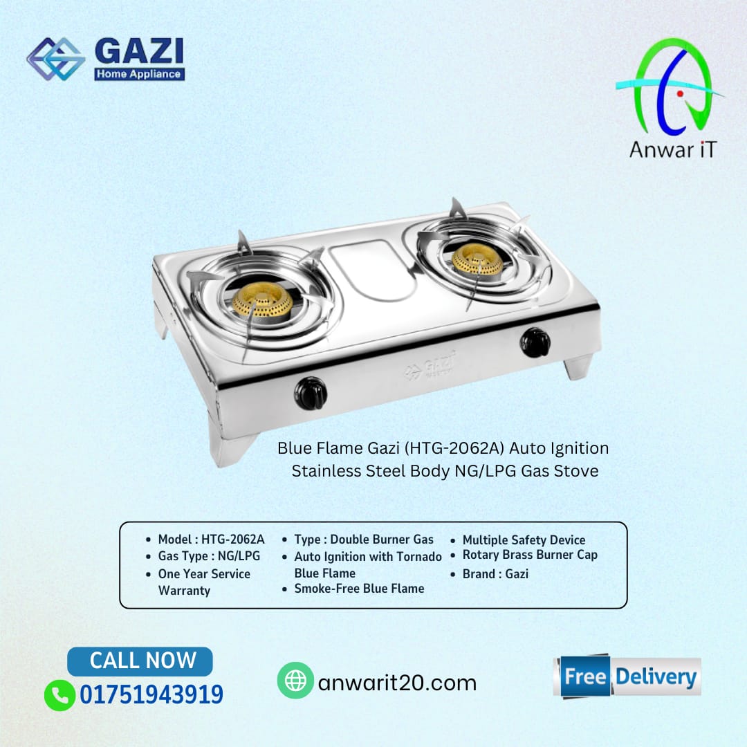 Blue Flame Gazi HTG-2062A NG/LPG Double Burner gas stove