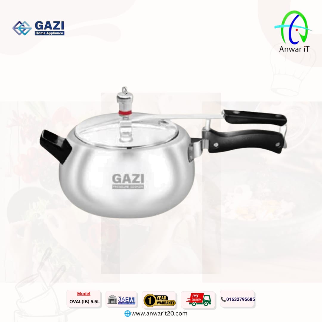 Gazi OVAL (IB) 5.5L Pressure Cooker – Premium Oval Design for Fast & Safe Cooking