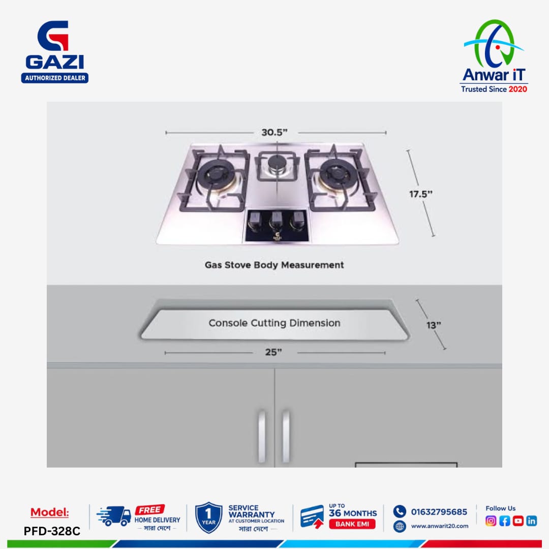 Gazi Smiss PFD-328C Gas Stove with FFD | Premium & High-Performance Cooking Stove 2