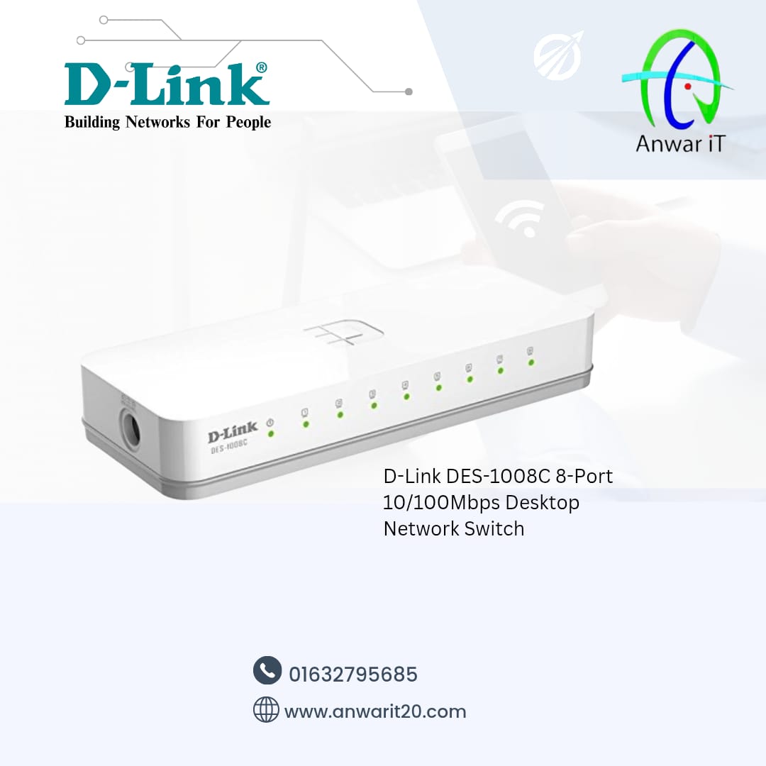 D-Link DES-1008C 8-Port 10/100Mbps Desktop Network Switch