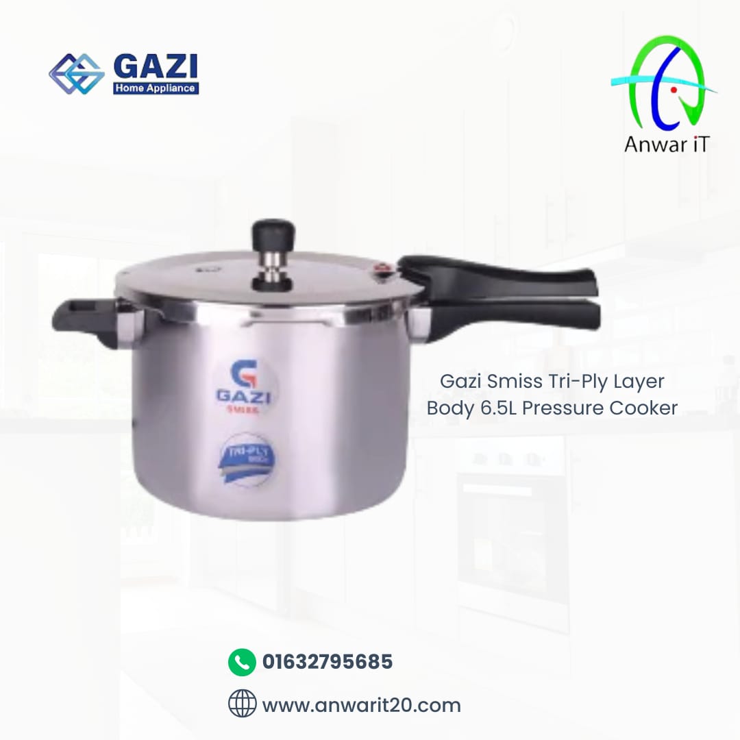 Gazi Smiss Tri-Ply Layer Body 6.5L Pressure Cooker