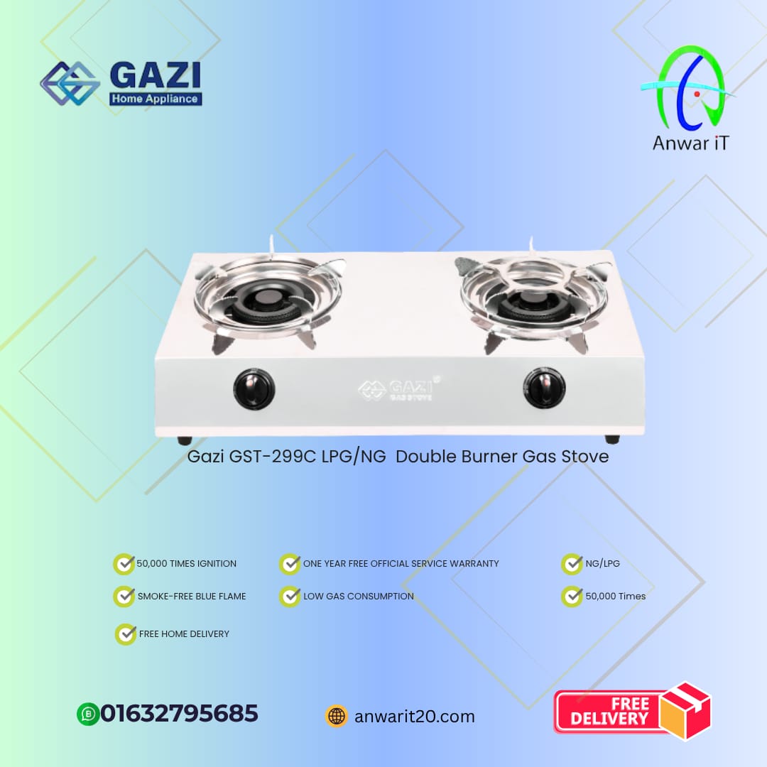 Gazi GST-299C LPG/NG Double Burner Gas Stove
