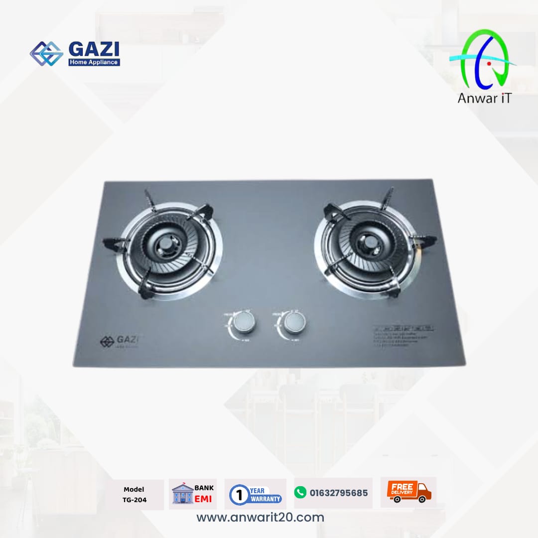 Gazi Smiss TG-204 Gas Stove – Smart & Efficient Double Burner Cooker