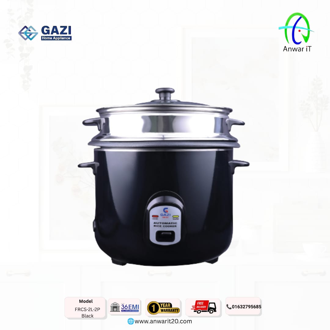 Gazi Smiss FRCS-2L-2P Black 2L Rice Cooker – Smart, Efficient & Reliable Cooking