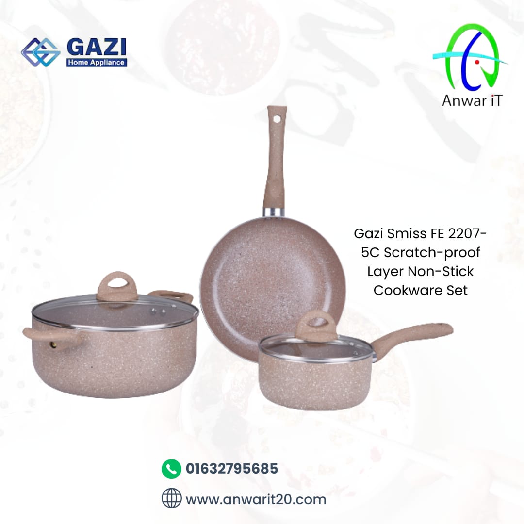 Gazi Smiss FE 2207-5C Scratch-proof Layer Non-Stick Cookware Set