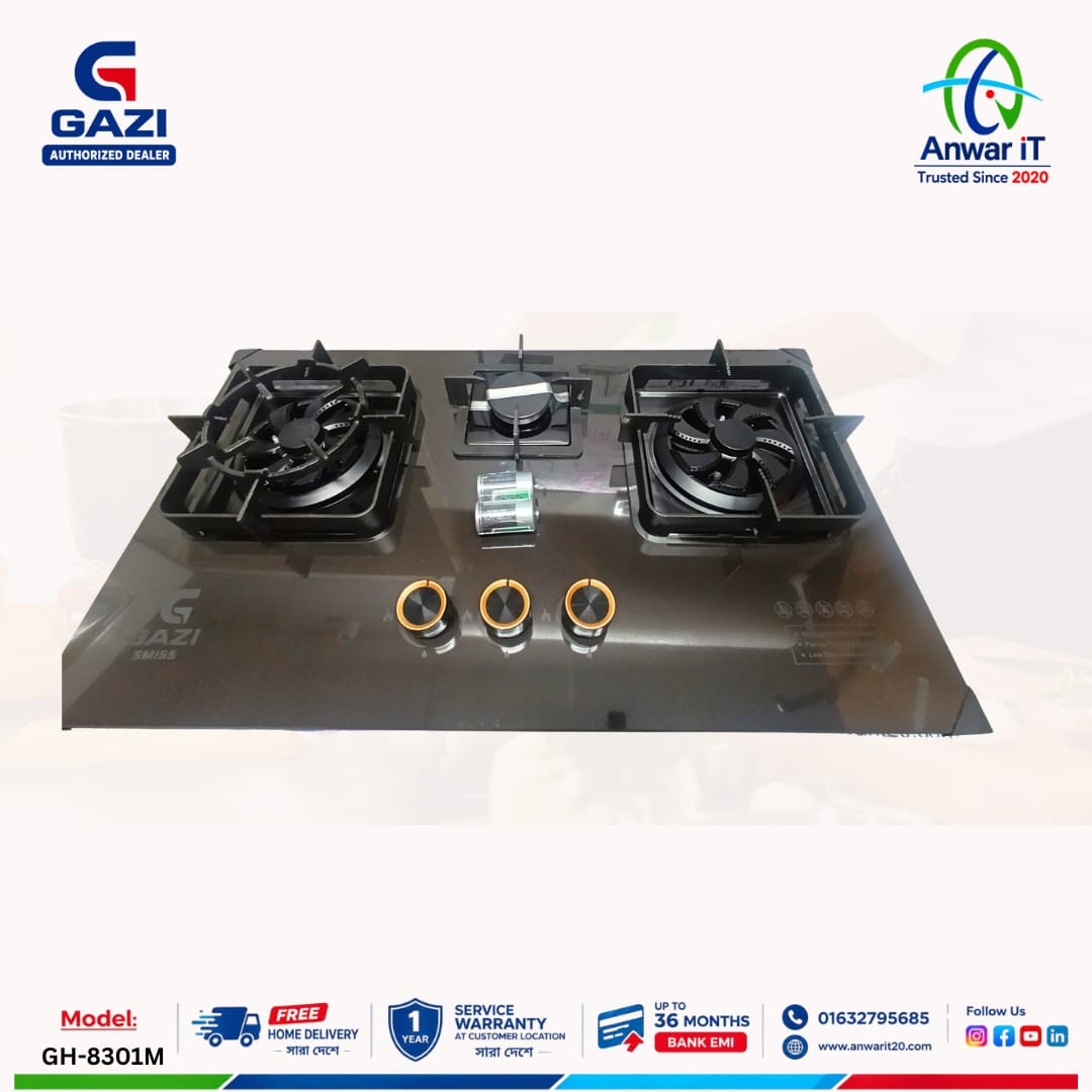 Gazi Smiss GH-8301M Premium Gas Stove – Elegant Design & Reliable Performance 2
