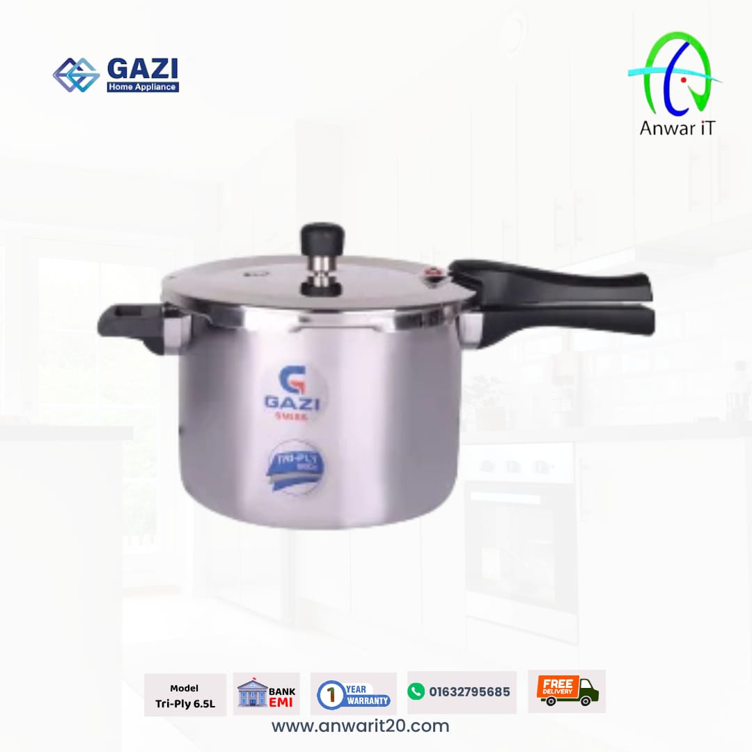 Gazi Tri-Ply 6.5L Pressure Cooker – Premium Stainless Steel Pressure Cooker
