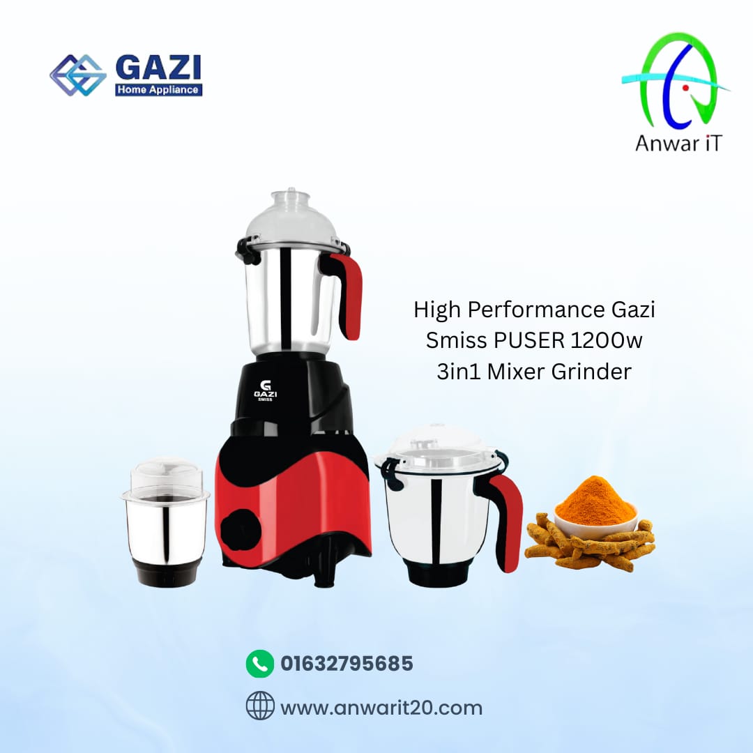 High Performance Gazi Smiss PUSER 1200w 3in1 Mixer Grinder
