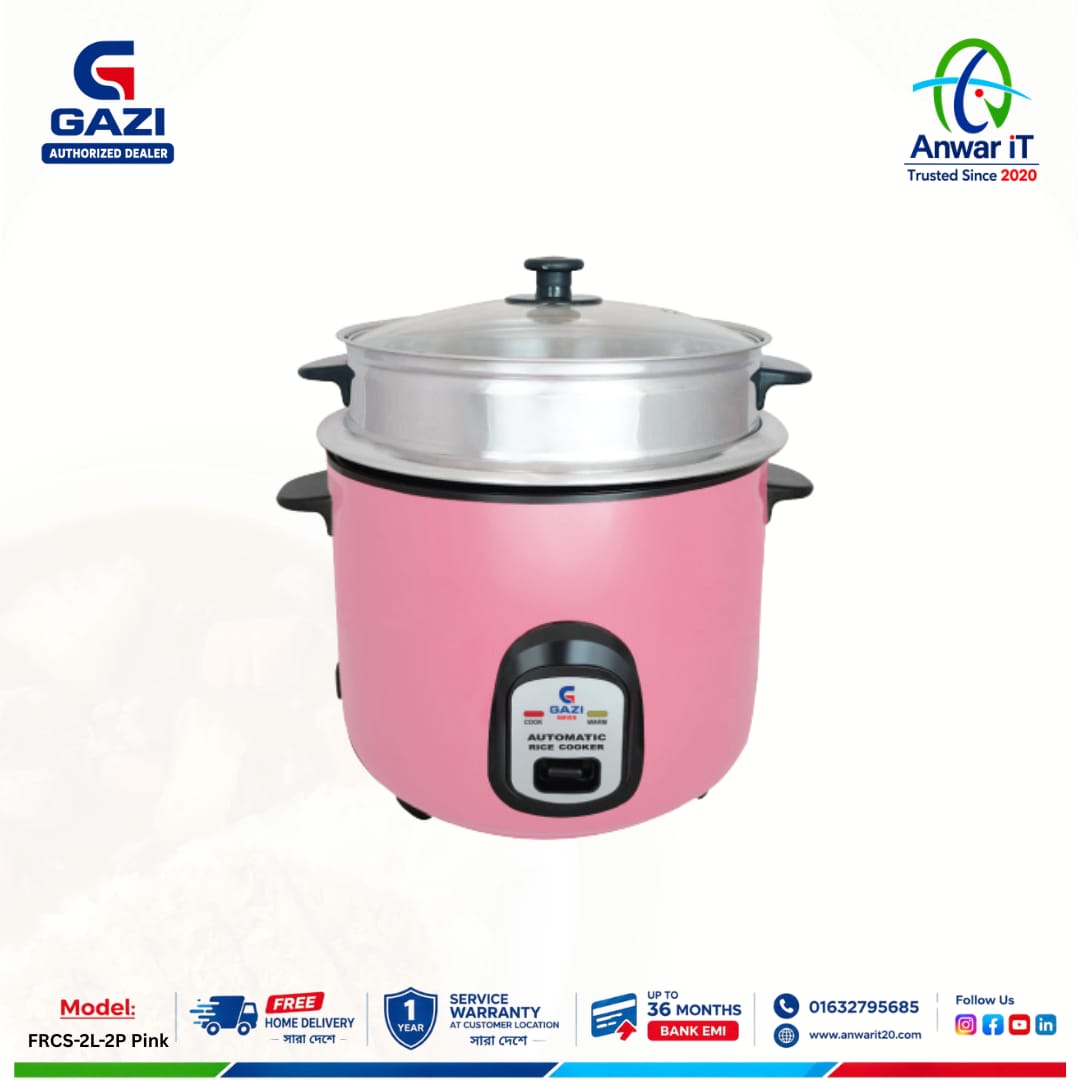 Gazi FRCS-2L-2P Pink Non-Stick Electric Rice Cooker | 2L Capacity