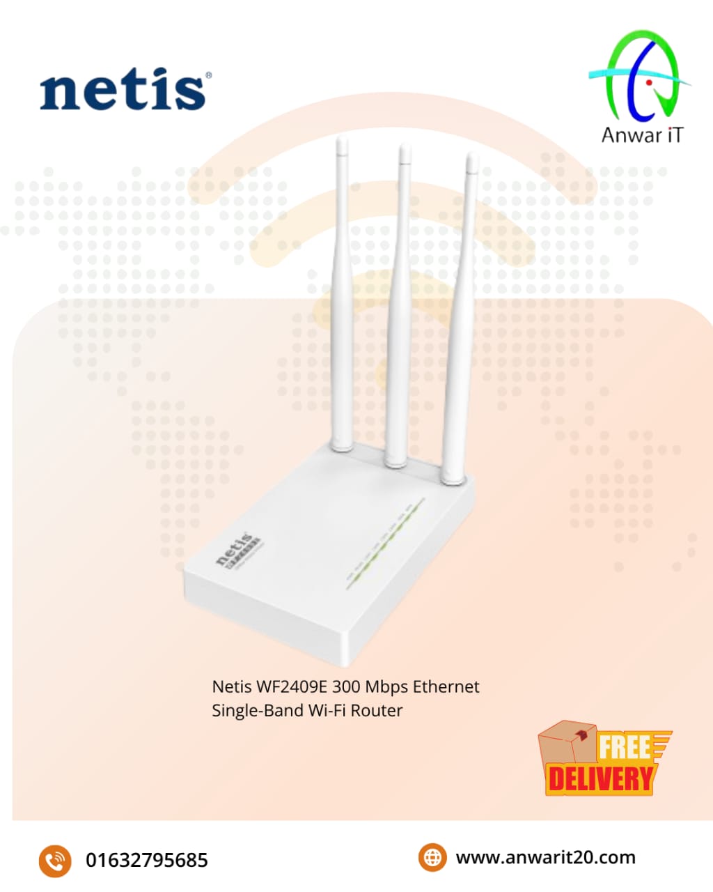 Netis WF2409E 300 Mbps Ethernet Single-Band Wi-Fi Router