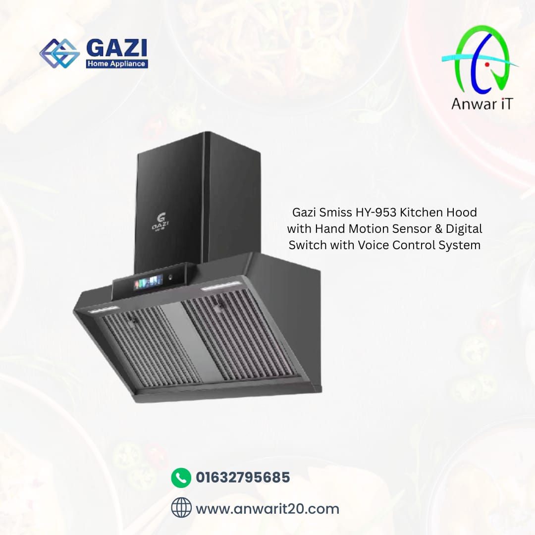 Gazi Smiss HY-953 Kitchen Hood with Hand Motion Sensor & Digital Switch with Voice Control System