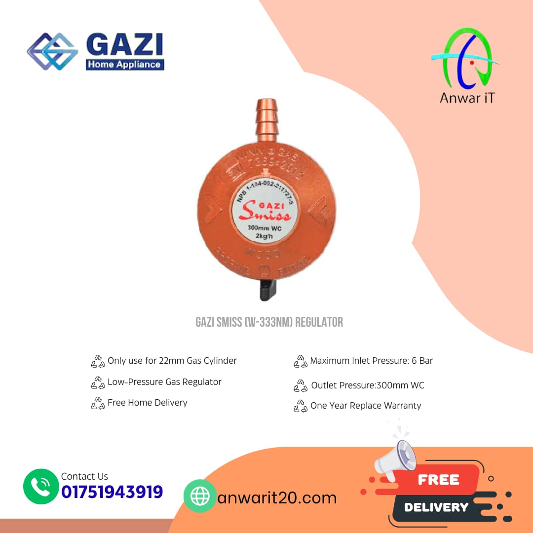 Gazi Smiss W-333NM (22mm) LPG Low-Pressure Gas Regulator