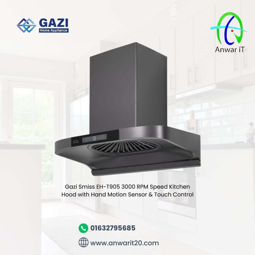 Gazi Smiss EH-T905 3000 RPM Speed Kitchen Hood with Hand Motion Sensor & Touch Control