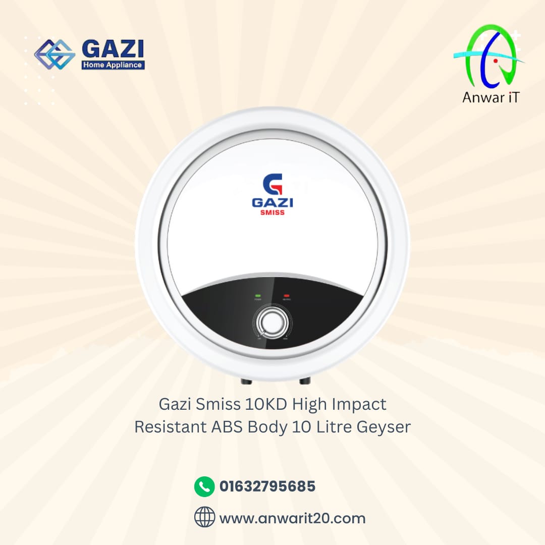 Gazi Smiss 10KD High Impact Resistant ABS Body 10 Litre Geyser