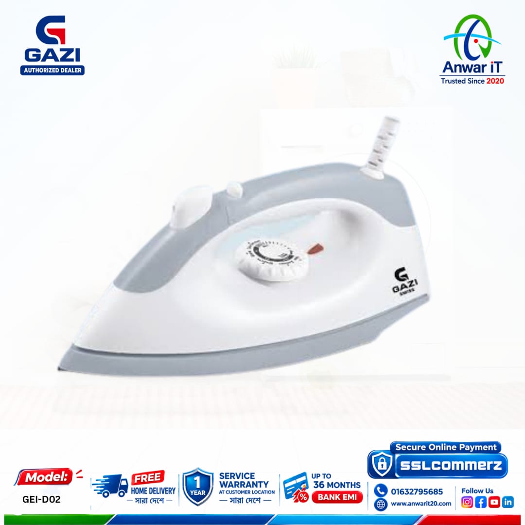 Gazi Smiss GEI-D02 Dry Iron with Spray | Efficient Ironing
