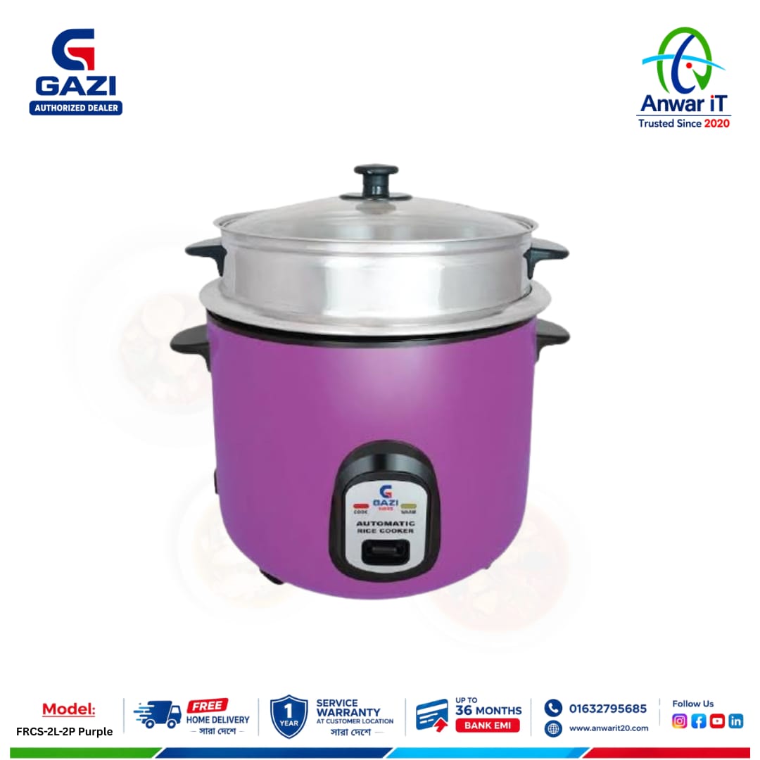 Gazi FRCS-2L-2P (Purple) 2L Electric Rice Cooker – Stylish & Efficient