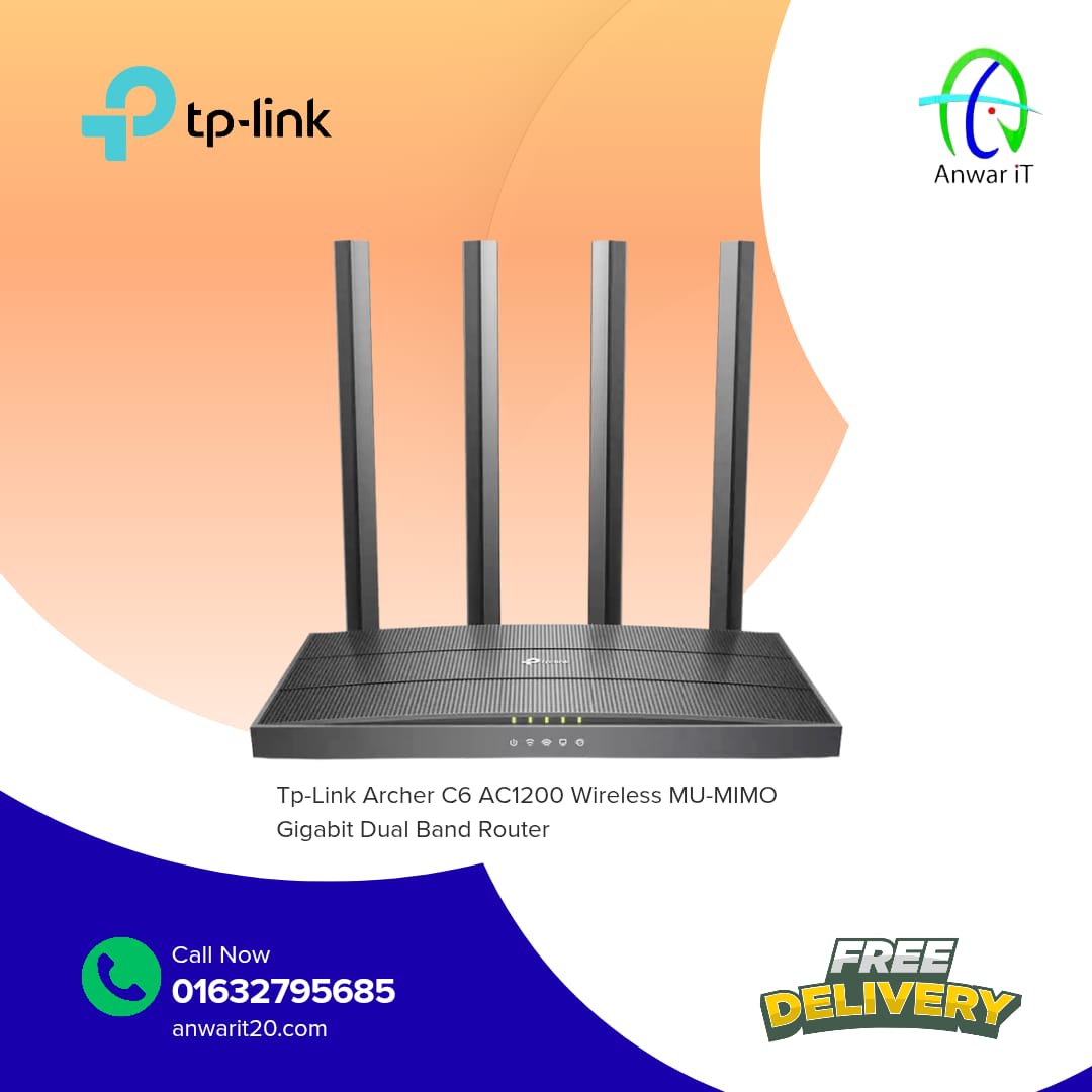 Tp-Link Archer C6 AC1200 Wireless MU-MIMO Gigabit Dual Band Router
