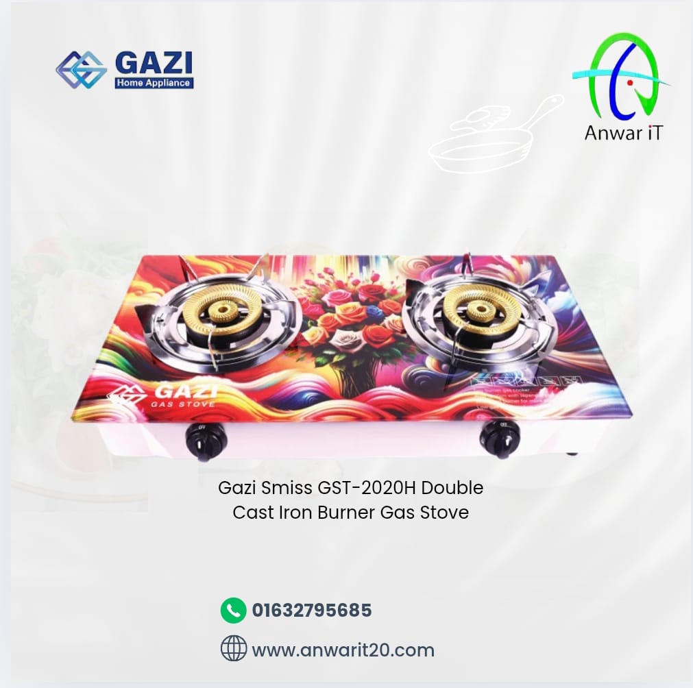Gazi Smiss GST-2020H Double Cast Iron Burner Gas Stove