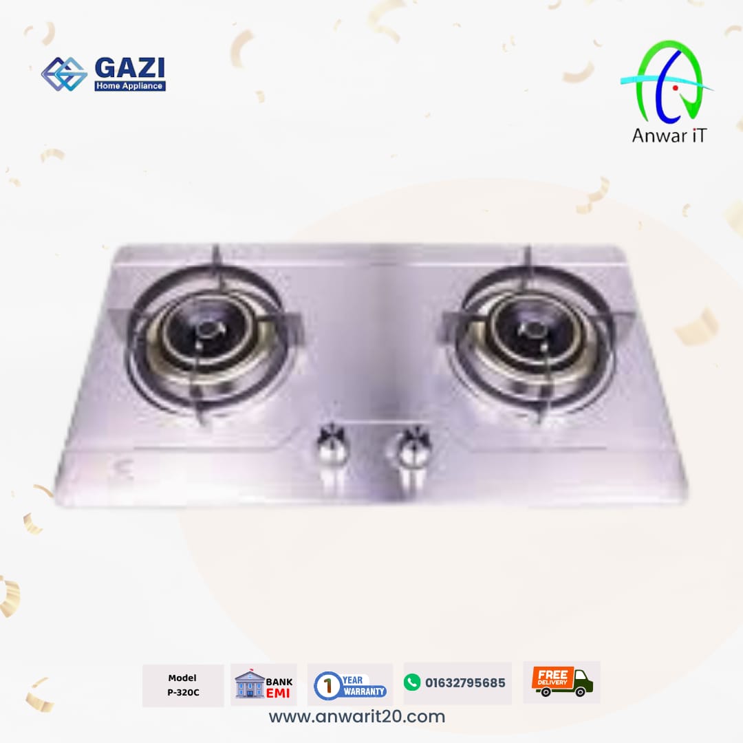 Gazi Smiss P-320C Double Burner Gas Stove | Stylish & Durable Kitchen Solution