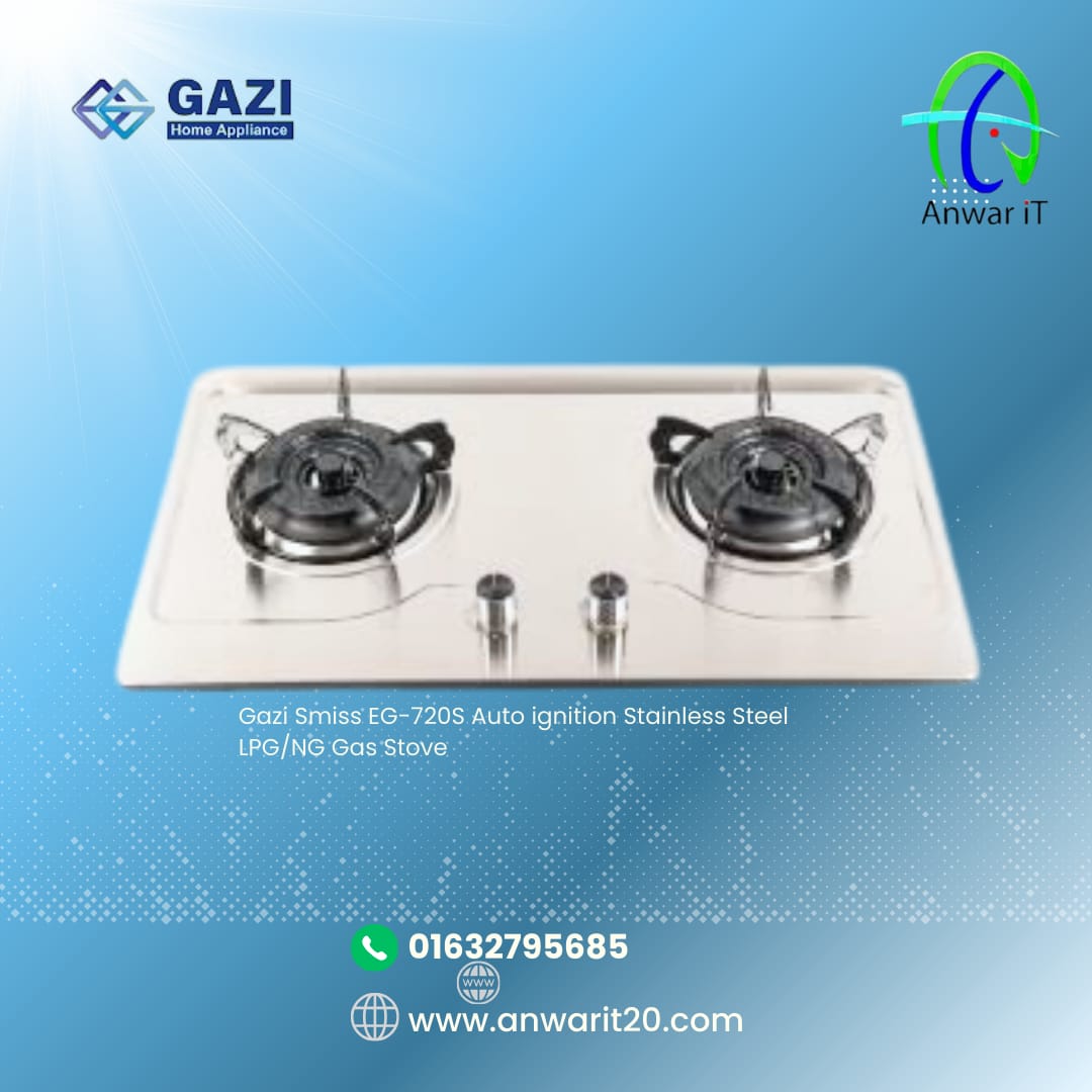 Gazi Smiss EG-720S Stainless Steel Body NG/LPG Gas Stove