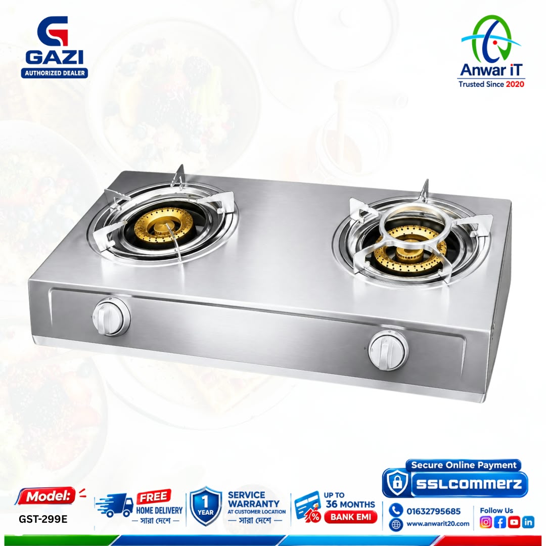 Gazi Smiss GST-299E Stainless Steel Body LPG Gas Stove