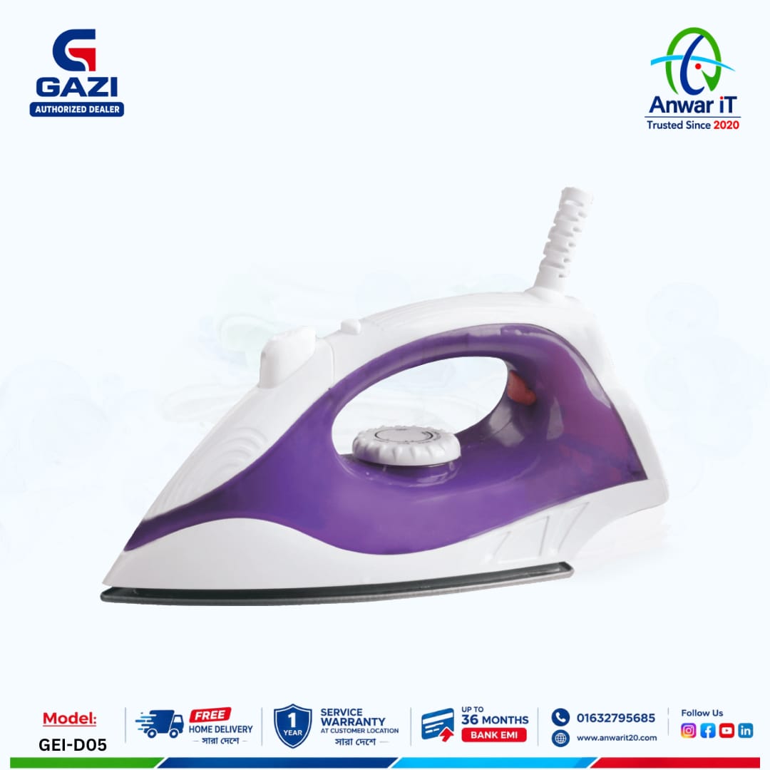 Gazi Smiss GEI-D05 Dry Iron With Spray | Smart & Efficient Ironing Solution