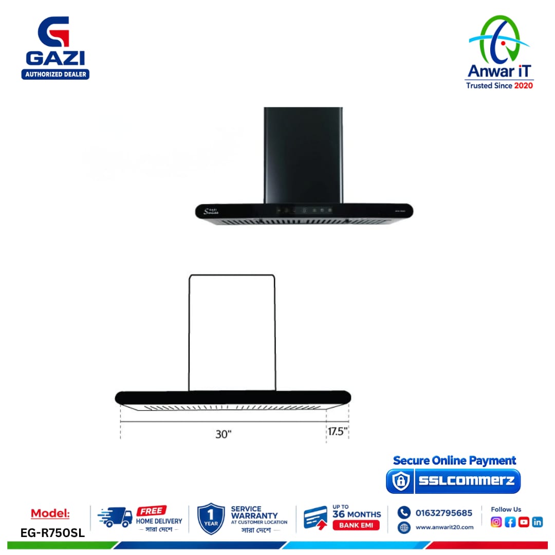 Gazi Smiss EG-R750SL Kitchen Hood | Premium Kitchen Ventilation 2