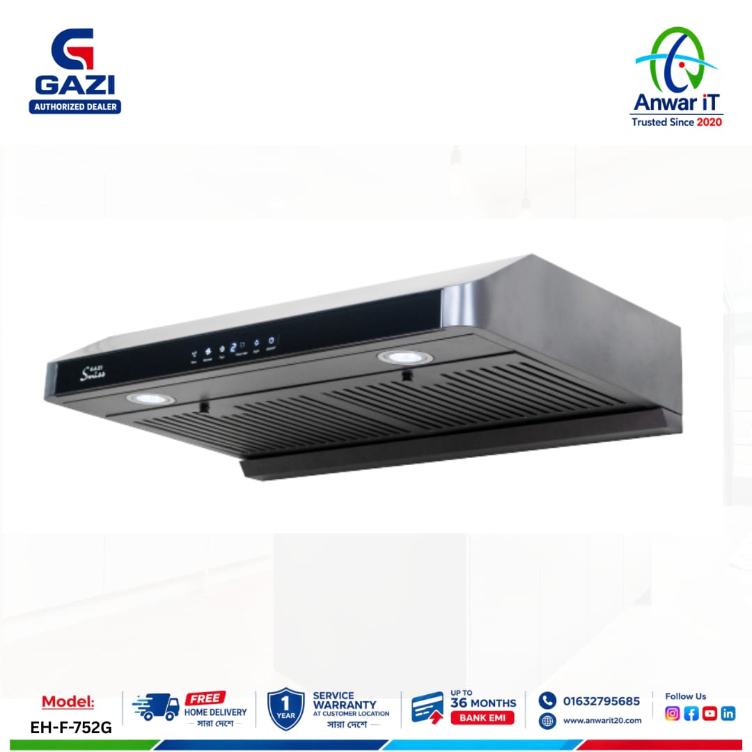 Gazi Smiss EH-F-752G Kitchen Hood – Premium Powerful Suction Hood