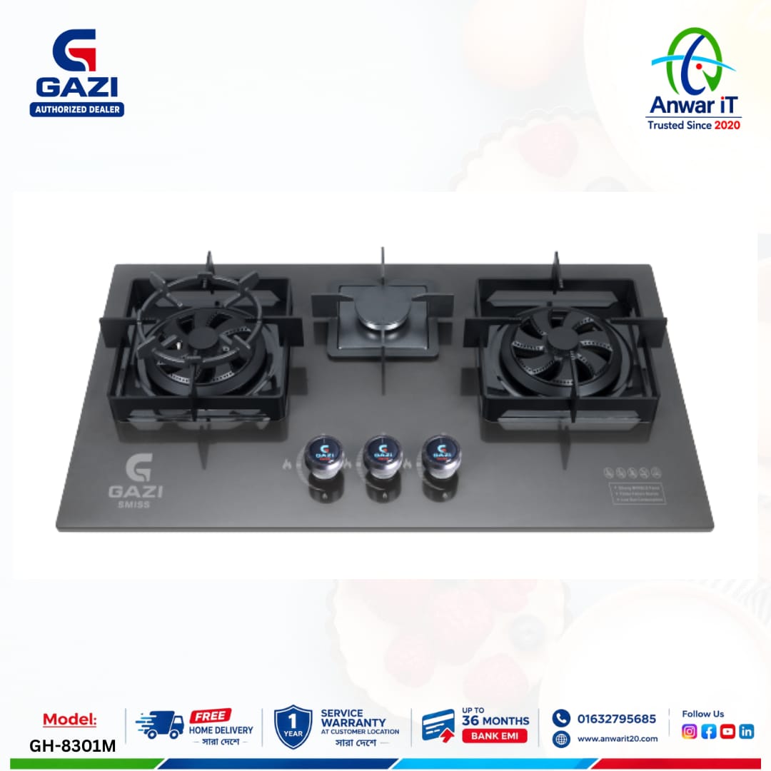 Gazi Smiss GH-8301M Premium Gas Stove – Elegant Design & Reliable Performance