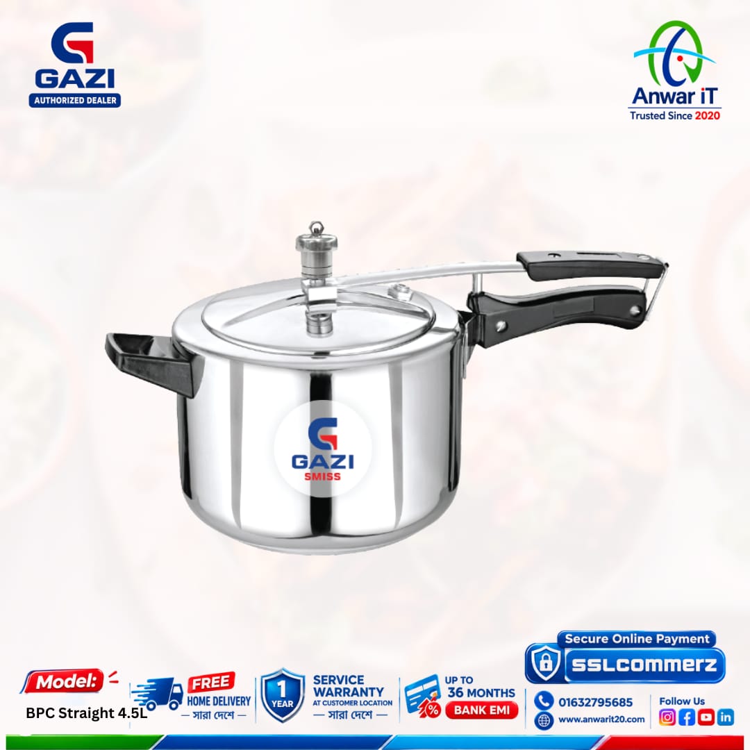 Gazi Smiss BPC Straight 4.5L Premium Pressure Cooker | Durable & High-Quality Design