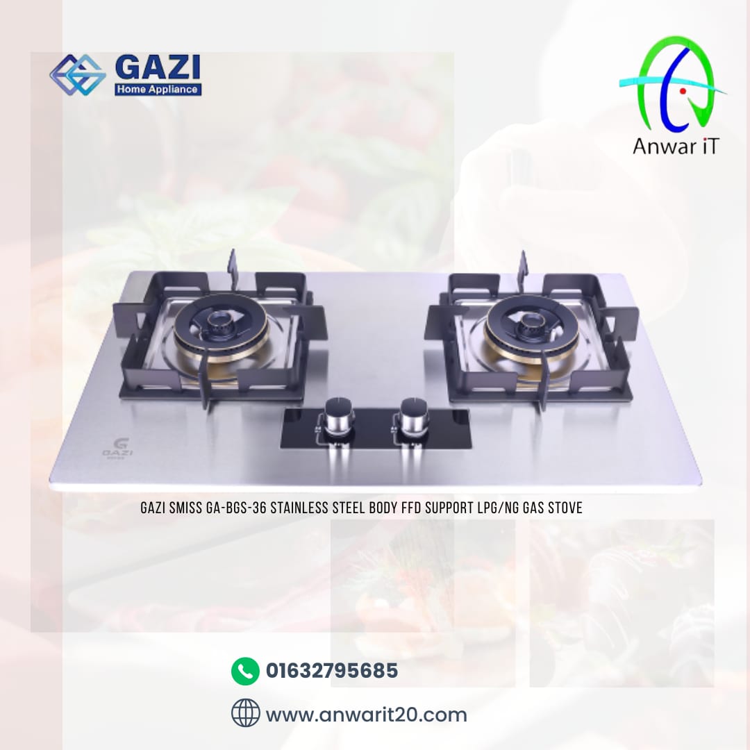 Gazi Smiss GA-BGS-36 Stainless Steel Body FFD Support LPG/NG Gas Stove