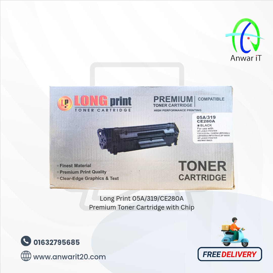 Long Print 05A/319/CE280A Premium Toner Cartridge with Chip