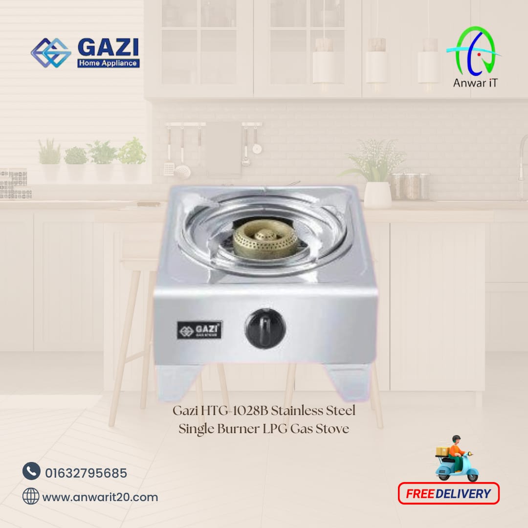 Gazi HTG-1028B Stainless Steel Single Burner LPG Gas Stove