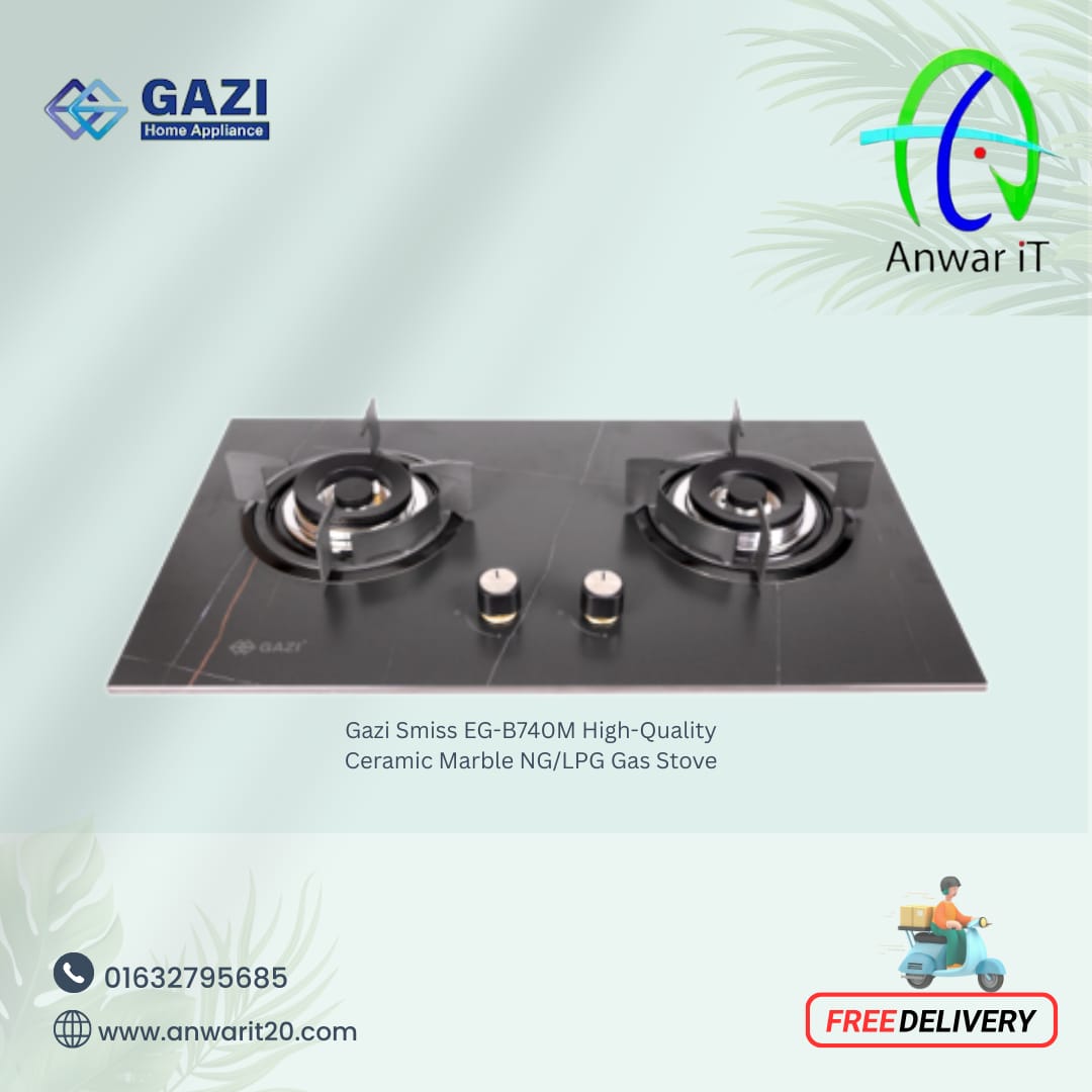 Gazi Smiss EG-B740M High-Quality Ceramic Marble NG/LPG Gas Stove