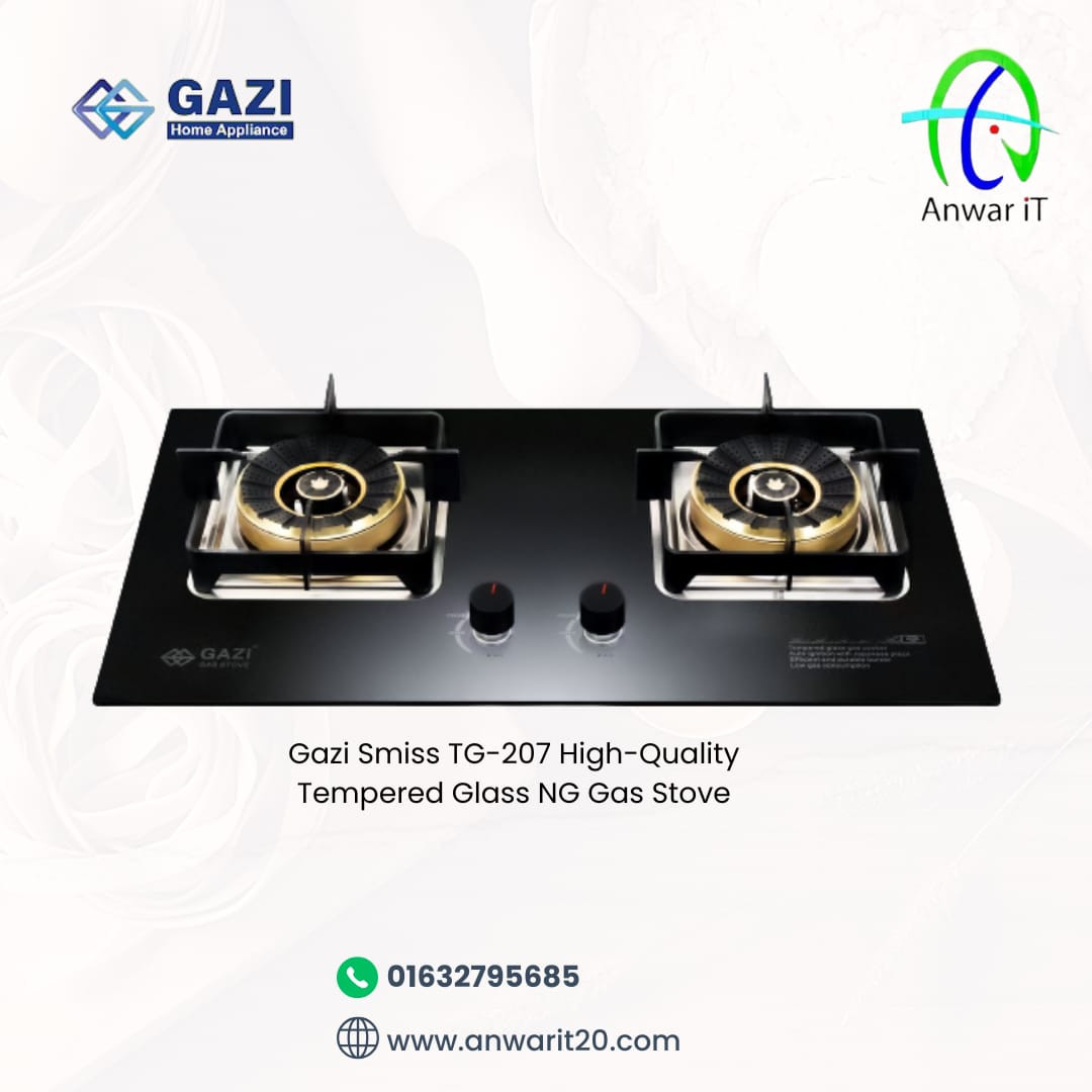 Gazi Smiss TG-207 High-Quality Tempered Glass NG Gas Stove