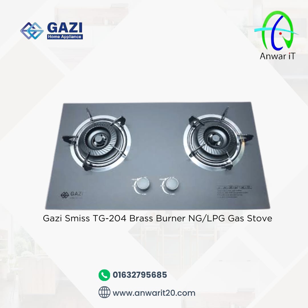 Gazi Smiss TG-204 Brass Burner NG/LPG Gas Stove