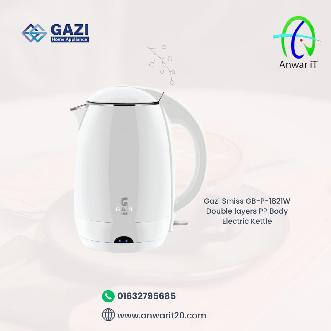 Gazi Smiss GB-P-1821W Double layers PP Body Electric Kettle