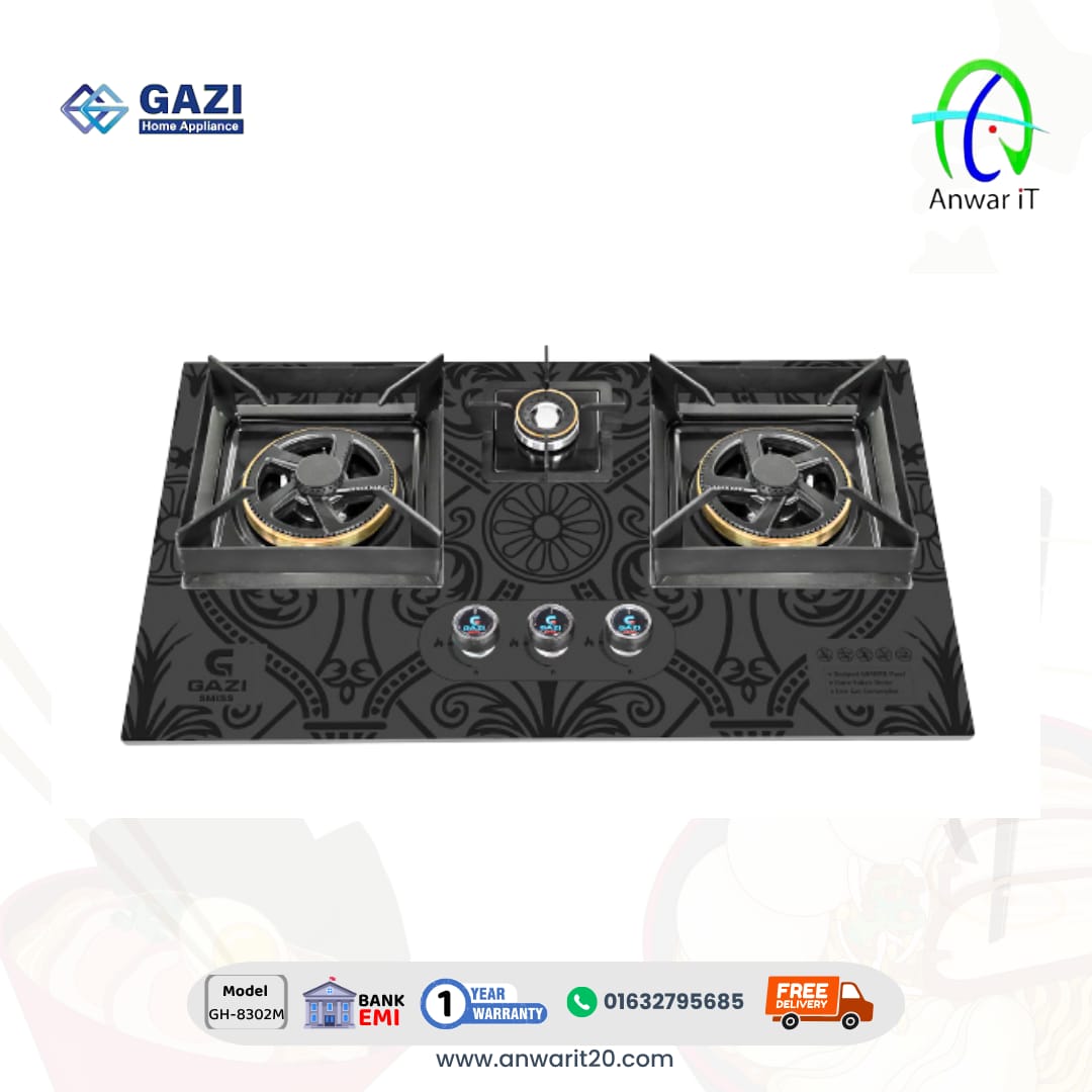 Gazi Smiss GH-8302M Gas Stove | Elegant Marble Design & Efficient Burner