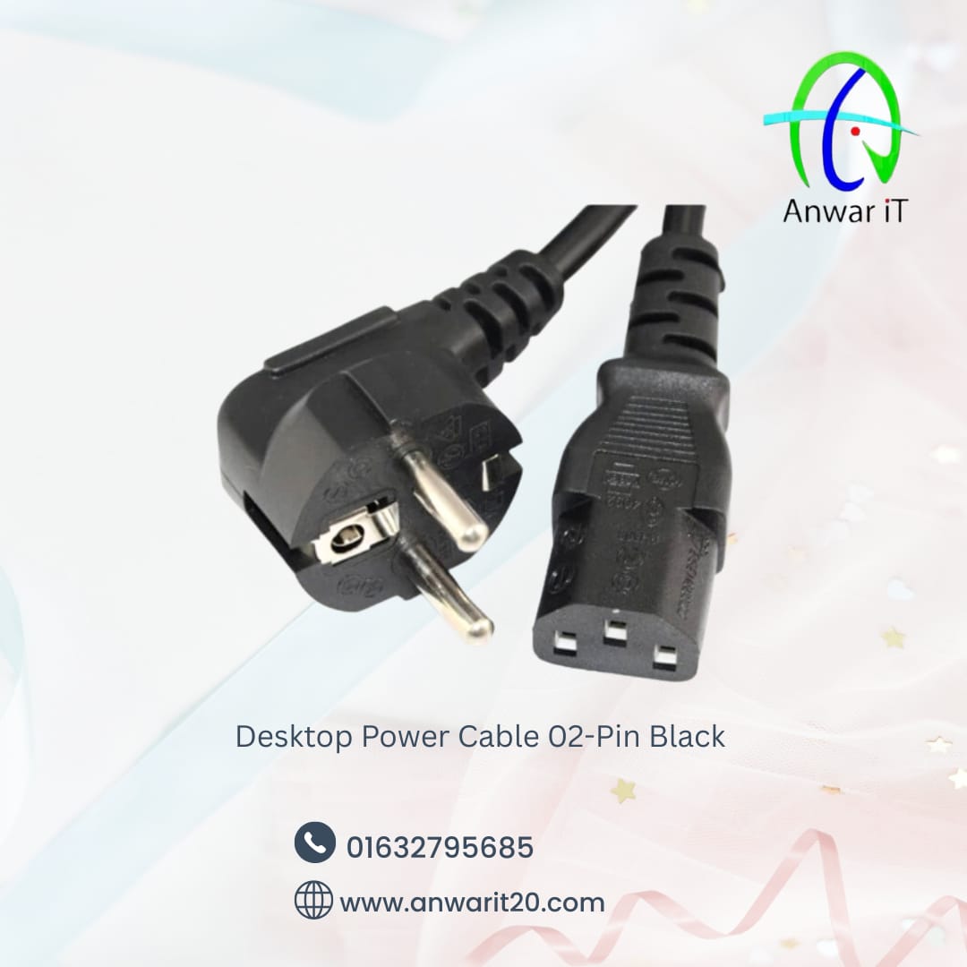 Desktop Power Cable 02-Pin Black 