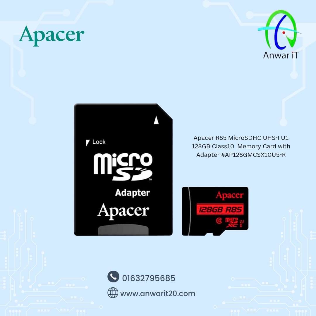 Apacer R85 MicroSDHC UHS-I U1 128GB Class10  Memory Card with Adapter #AP128GMCSX10U5-R
