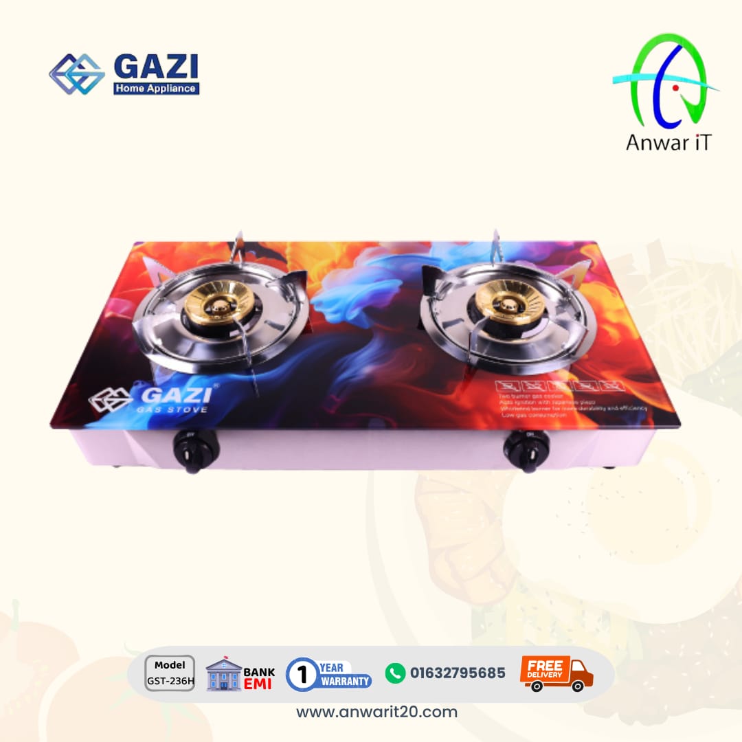 Gazi GST-236H Gas Stove – High-Performance Double Burner LPG Stove