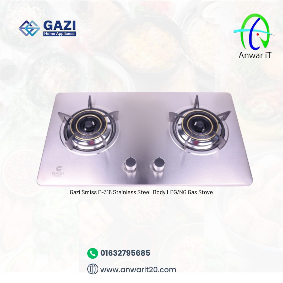 Gazi Smiss P-316 Stainless Steel LPG/NG Gas Stove