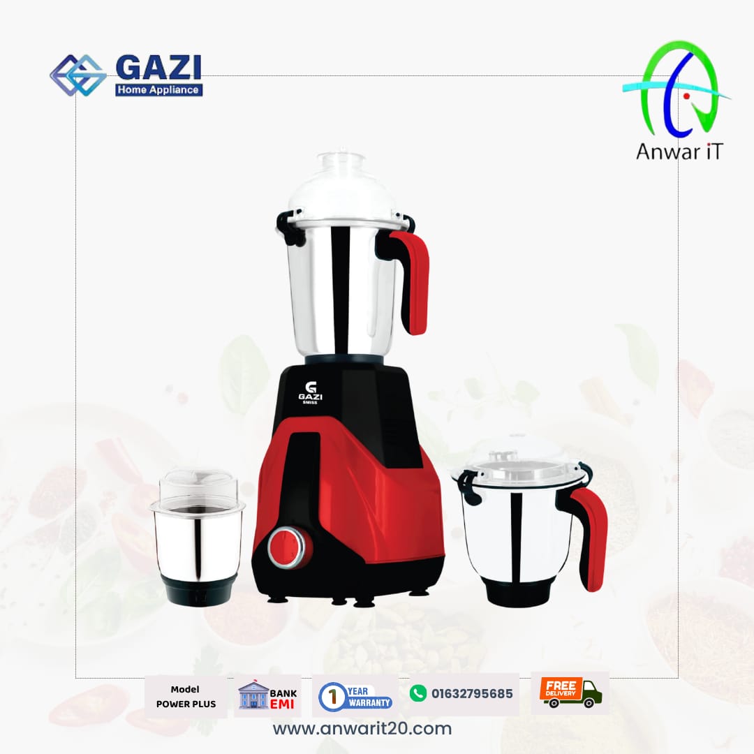Gazi Smiss POWER PLUS Mixer Grinder | Powerful 1200W Blender & Grinder for Modern Kitchens