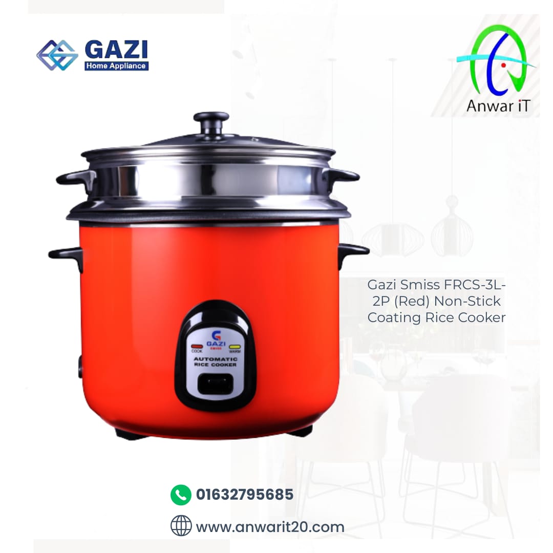 Gazi Smiss FRCS-3L-2P (Red) Non-Stick Coating Rice Cooker