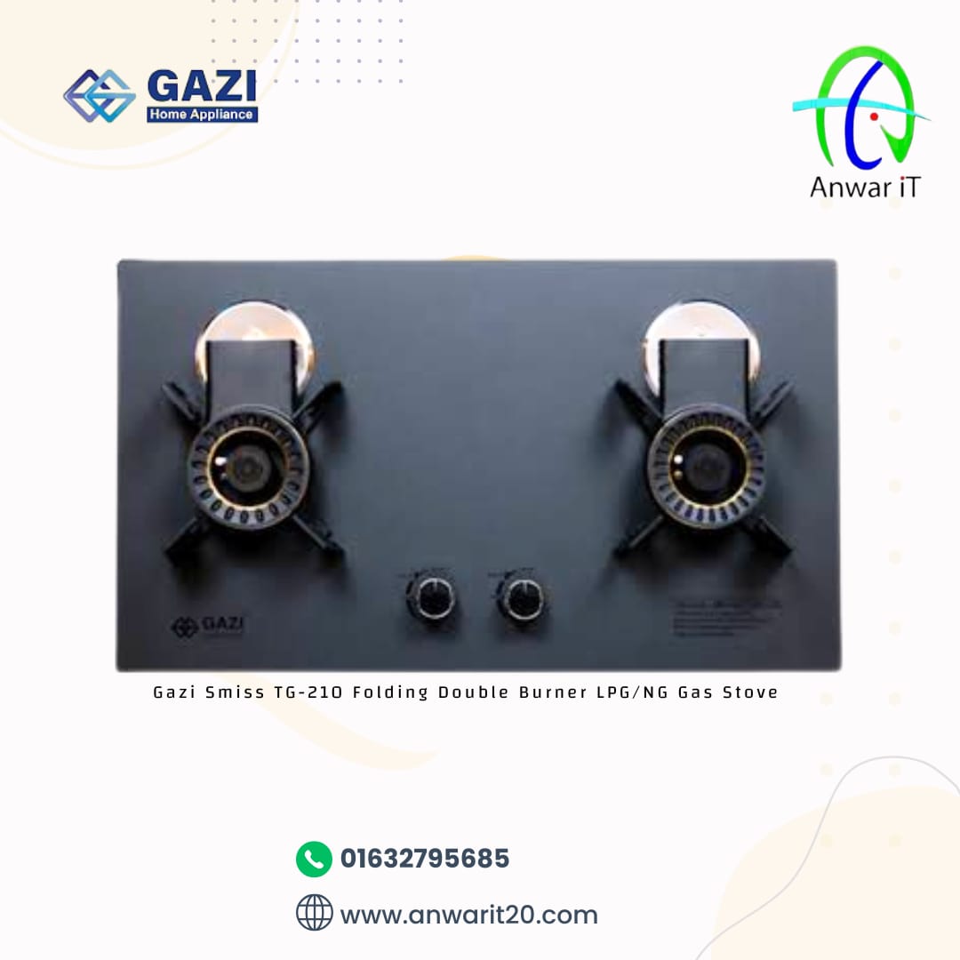 Gazi Smiss TG-210 Folding Double Burner LPG/NG Gas Stove